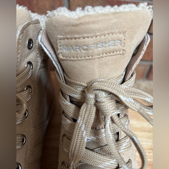 MARC FISHER WOMENS DAPYR HIGH TOP FAUX SUEDE SHEARLING SNEAKER BOOTIE SZ 9 - Picture 6 of 10